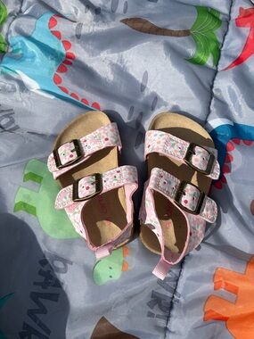 Carter's Pink Floral Double Faux Buckle Toddler Sandals